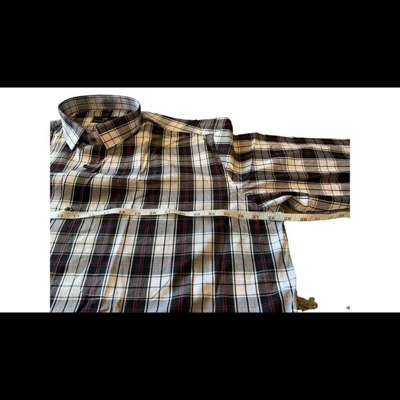 French Crown Plaid Cotton Button Down Shirt Black Purple - Picture 4 of 8